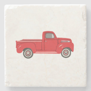 Red Truck Illustration Stenen Onderzetter