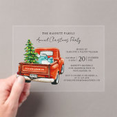 Red Truck Jaarlijks Script Kerstfeest Acryl Uitnodigingen (Insitu (Draagbaar))