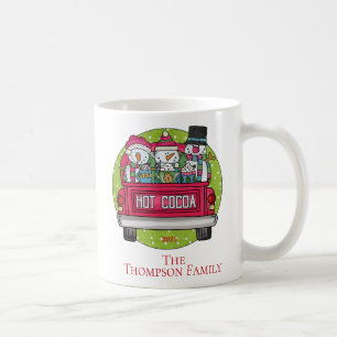 Red Truck kerst Snowmen Hot Chocolate Name Koffiemok