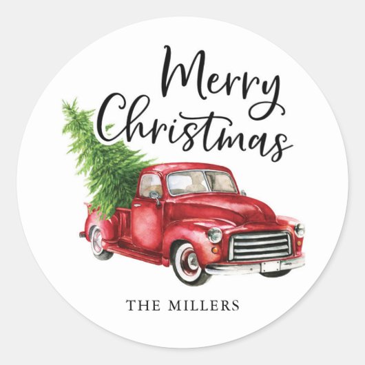 Red Truck Kerst sticker (Voorkant)