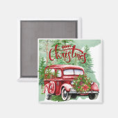 Red Truck Kerstmagneet Magneet (Voorkant / Achterkant)