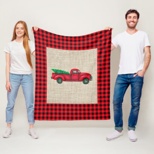  Red Truck Kerstmis Medium Fleece Blanket Deken