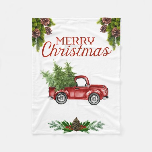  Red Truck-kersttas Fleece Deken (Voorkant)