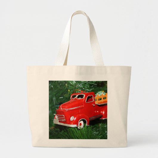 Red Truck kerstversiering Grote Tote Bag (Voorkant)