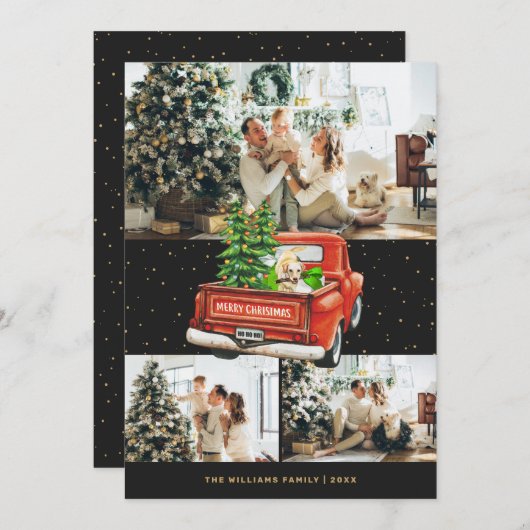 Red Truck Labrador Black met kerstmis Feestdagenkaart (Voorkant / Achterkant)
