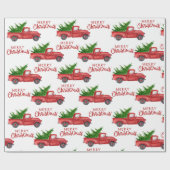Red Truck Merry kerst Cadeaupapier (Vlak)