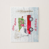 Red Truck Merry kerst Legpuzzel (Verticaal)