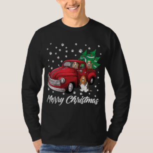 Red Truck Merry kerstboom Basset Hond Christus T-shirt