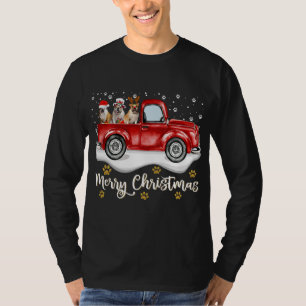 Red Truck Merry kerstboom English Bulldog T-shirt