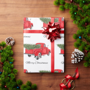Red Truck Merry Kerstmis Holiday Cadeaupapier
