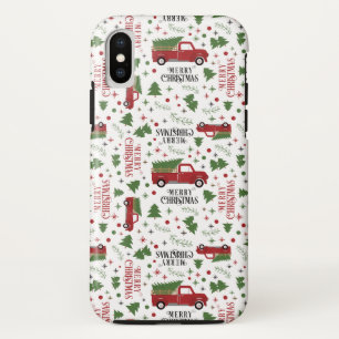  Red Truck Merry-kerstpatroon iPhone X Hoesje