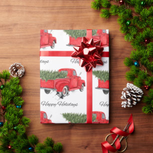 Red Truck Merry Prettige feestdagen Xmas Cadeaupapier