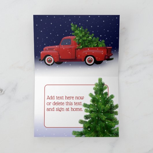  Red Truck met kerstboom Kaart (Binnen)