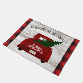 Red  Truck met kerstboom Welkom Mat (Schuin)