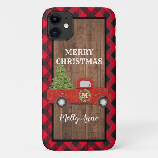  Red Truck met kerstboomtelefoon Case-Mate iPhone Case (Achterkant)