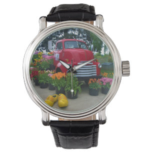 Red Truck met Tulips, Oregon Horloge
