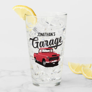 Red  Truck Name Custom Glass Tumbler