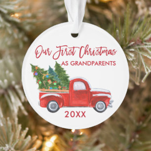 Red Truck Ons eerste kerstfeest als grootouders Ornament