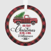  Red Truck Ons eerste kerstfeest Ornament (achterkant)