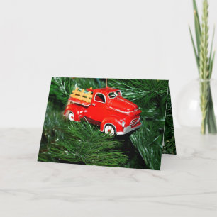 Red Truck op kerstboom Feestdagen Kaart