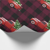 Red Truck op Red Black Pset Cadeaupapier (Hoek)