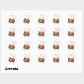 Red Truck Pine Tree kerst Ronde Sticker (Vel)