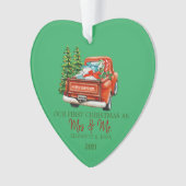 Red Truck Pine Trees Cadeaus ons eerste kerstfeest Ornament (voorkant)