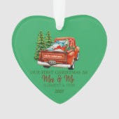 Red Truck Pine Trees Cadeaus ons eerste kerstfeest Ornament (voorkant)