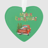 Red Truck Pine Trees Cadeaus ons eerste kerstfeest Ornament (achterkant)