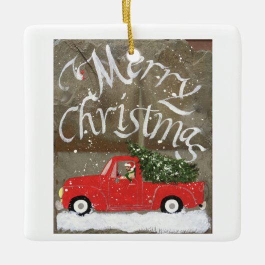 Red Truck Porcelain Ornament (Voorkant)