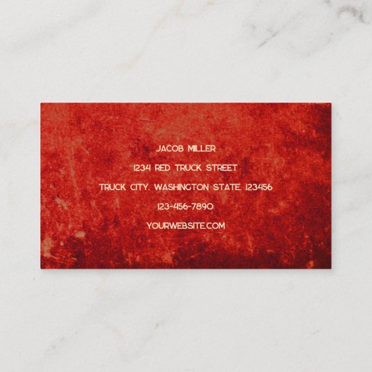 Red Truck Rustic Old Texture Visitekaartje (Achterkant)