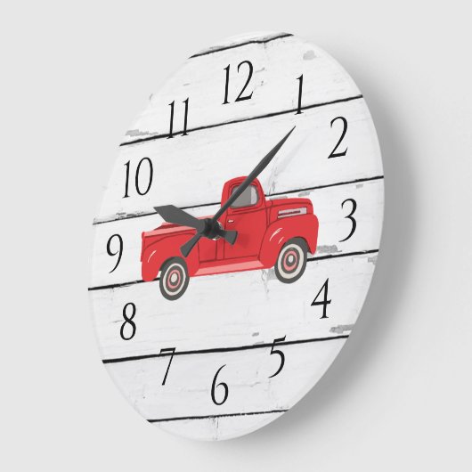 Red Truck Rustic Shiplap Large Clock Grote Klok (Hoek)