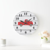 Red Truck Rustic Shiplap Large Clock Grote Klok (Huis)
