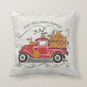 Red Truck Sunflower Familienaam Rustic Kussen