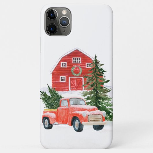  Red Truck van Barn-kerstboom Case-Mate iPhone Case (Achterkant)