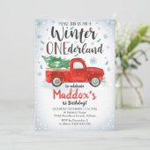 Red Truck Winter ONE derland Invitation Garçon 1er (Debout devant)