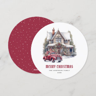 Red Truck Winter Wonderland Joyeuse carte de Noël