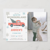 Red Truck Wonderland Anniversaire Invitations avec (Devant)