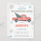 Red Truck Wonderland Invitations d'anniversaire (Devant)
