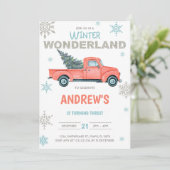 Red Truck Wonderland Invitations d'anniversaire (Debout devant)
