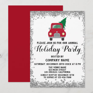 Red Truck Xmas Tree Company Holiday Party Silver Kaart