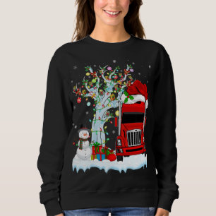 Red Truck Xmas Tree Lighting Santa Hat Red Truck C Trui