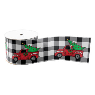 Red Truck   Zwart   White Buffalo Check Pattern Grosgrain Lint