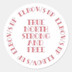 Red True North Sterke en vrije ellebogen omhoog Ronde Sticker