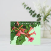Red Trumpet Vine Housewarming Invitation Kaart (Staand voorkant)