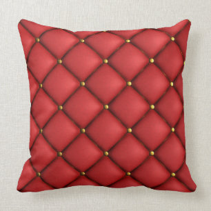 Red Tufed Leather Print Pillow Kussen
