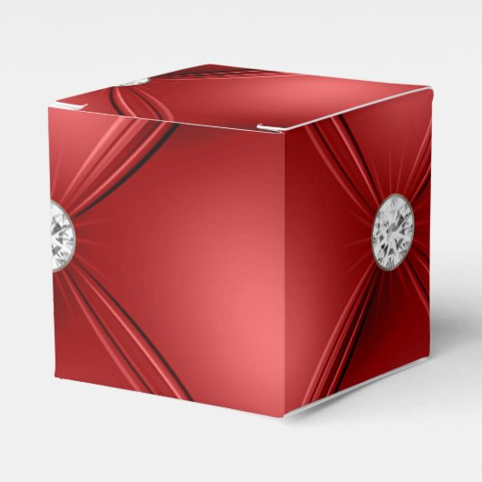 Red Tufted Small Square Decorative Pattern Bedankdoosjes (Voorkant Zijde)