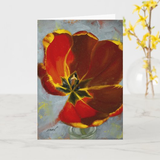Red Tulip Blank groet en Notecard Kaart (Gele Bloem)