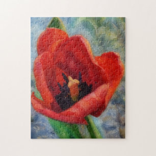 Red Tulip Flower Art Puzzel