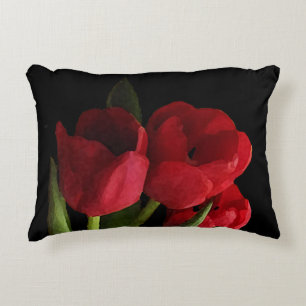 Red Tulip Flowers Accent Pillow Kussen